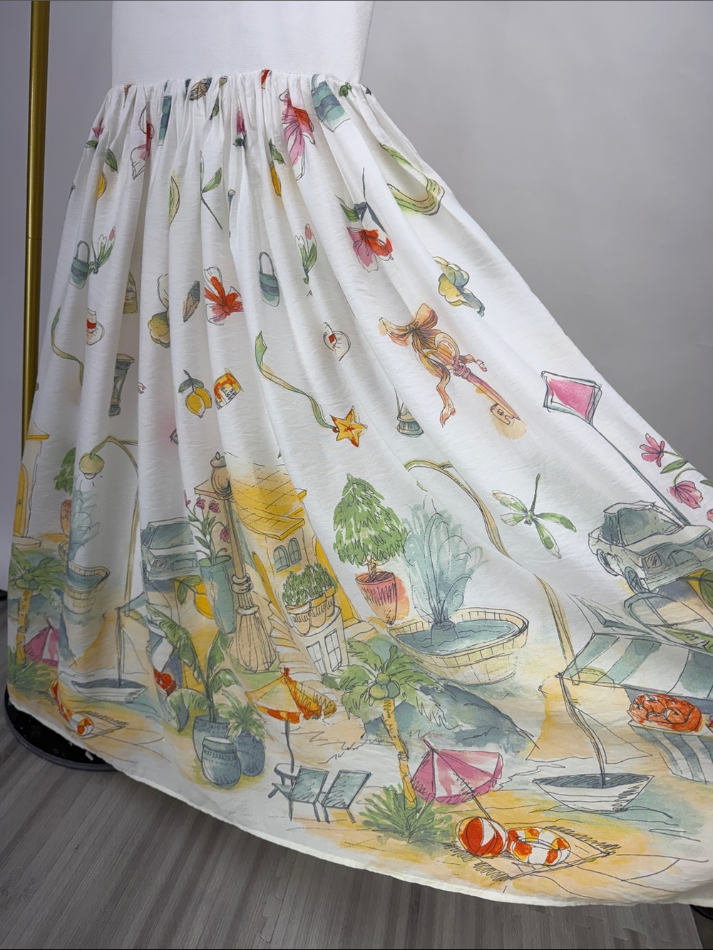 Moon River Tuckernuck Anouk Tank Garden Resort Print Midi Dress White Size M - Picture 6 of 10
